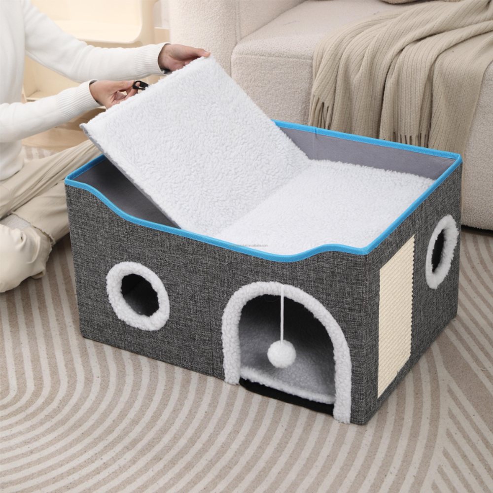 24inch-extra-large-chengjun-linen-look-folding-scratching-panel-cat-nest-with-hinging-plush-ball-p02-05