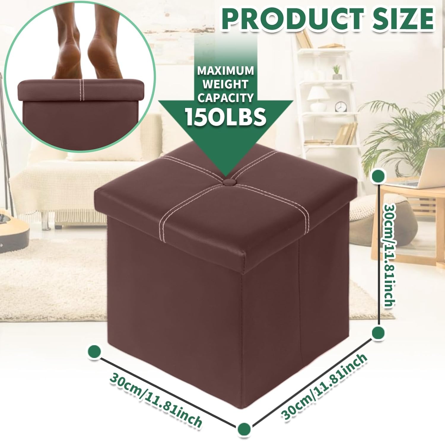 Chengjun 1 Man Use-PVC Leather 11.8 Inch Folding storage bench ottoman