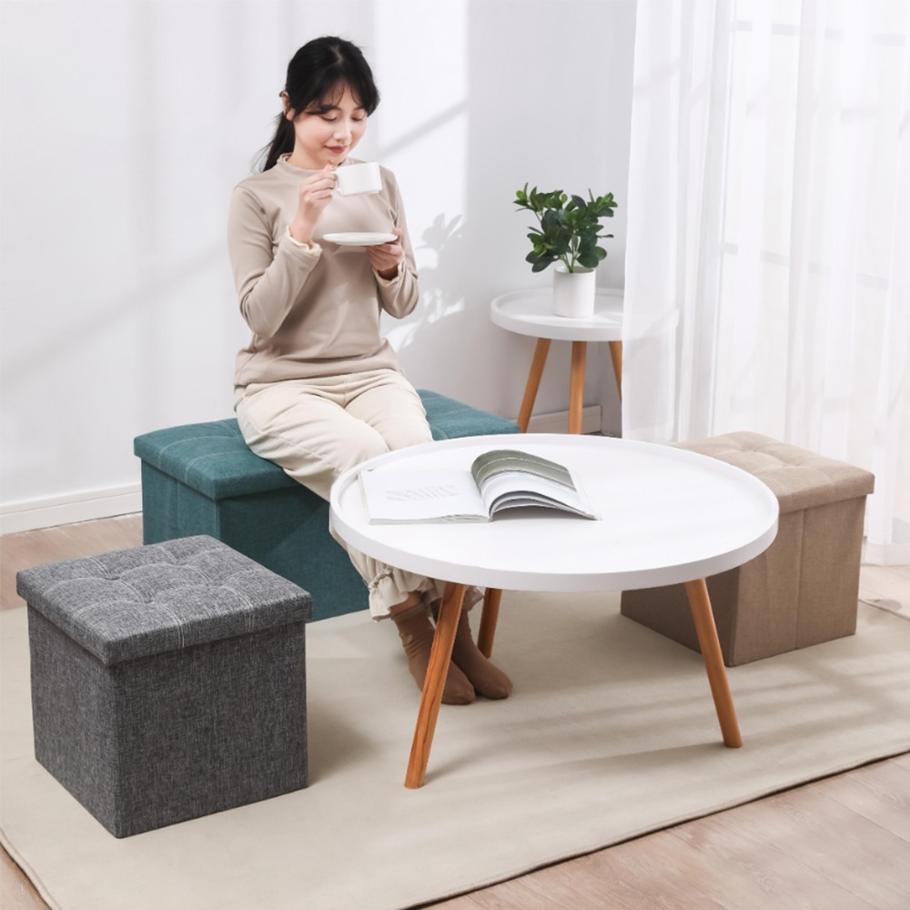 Chengjun 1 Person Use-Linen-Look Fabric 15 Inch Folding storage bench ottoman