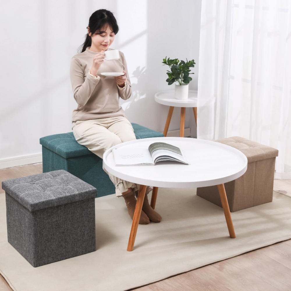 Chengjun 2 Person Use-Linen-Look Fabric 30 Inch Folding storage bench ottoman