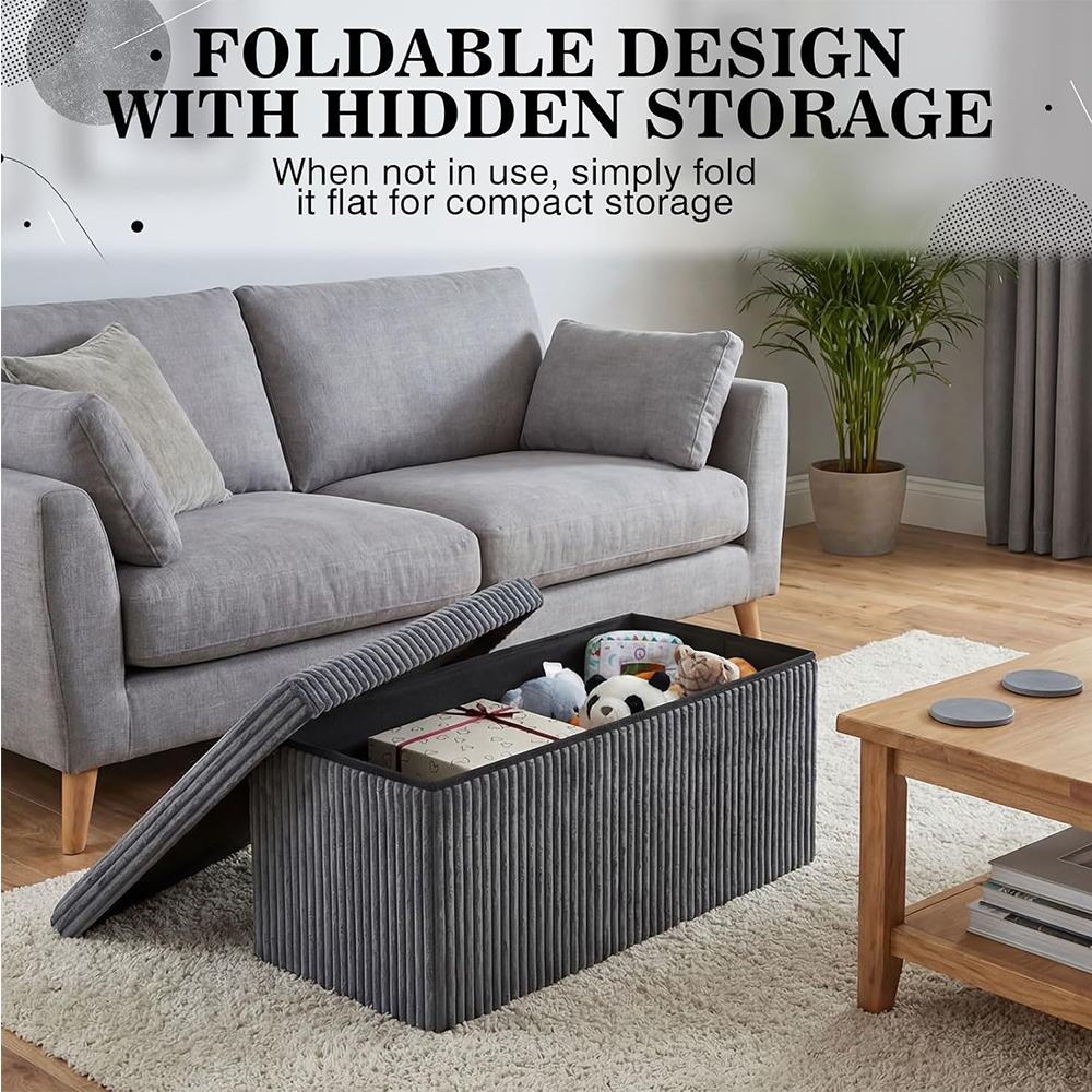 Chengjun 2 Person Use Ribbed Velvet Fabric 30 Inch Folding storage bench ottoman