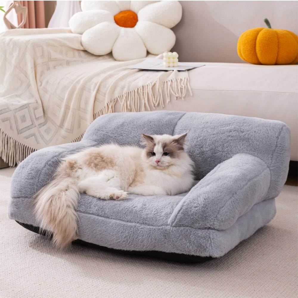 Multi size Chengjun Indoor Fluffy Velvet Fabric Cat House With Armrest and Backrest